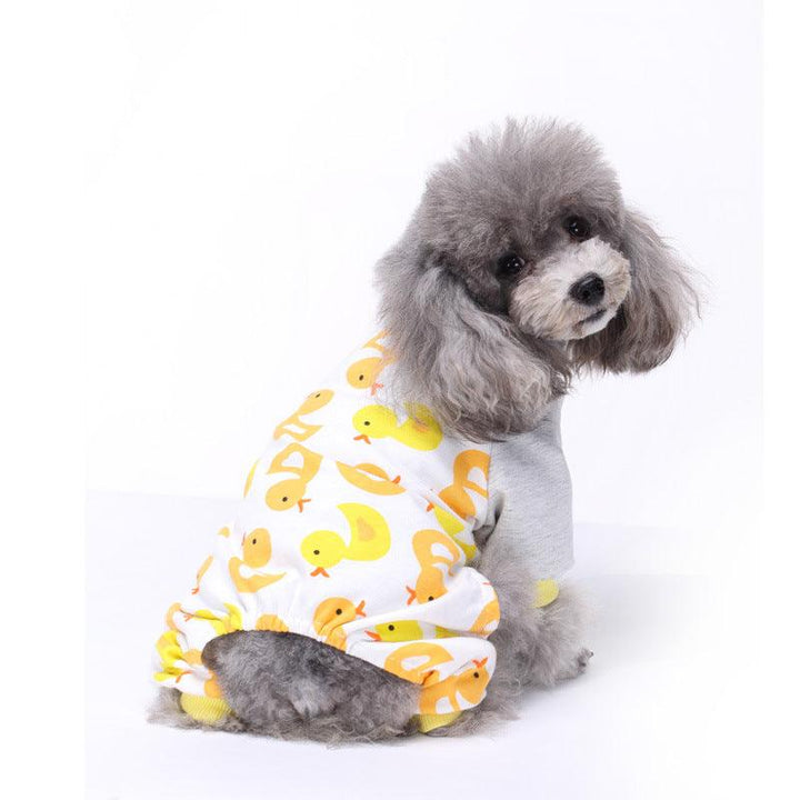 Pet Dog Soft Cloth Cotton Footprint Pajamas Puppy Jumpsuits Soft Clothing Clothes Dog Dress - MRSLM