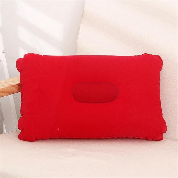 Folding Double Sided Inflatable Pillow Suede Fabric Cushion Camping Home Bedding Decor - MRSLM