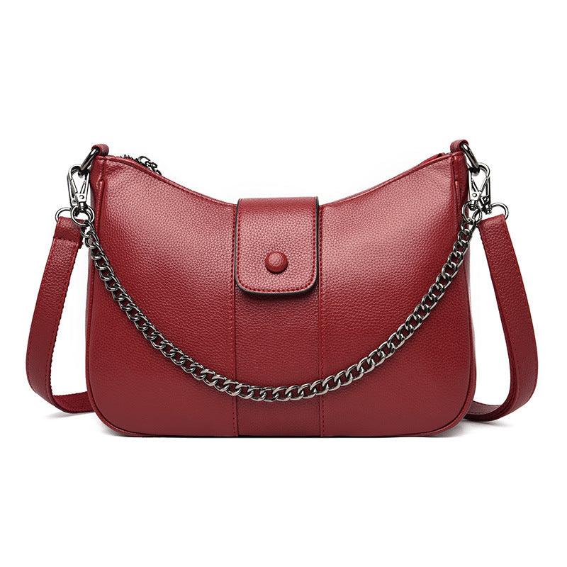 One-shoulder Diagonal Bag Lychee Pattern Soft Leather - MRSLM