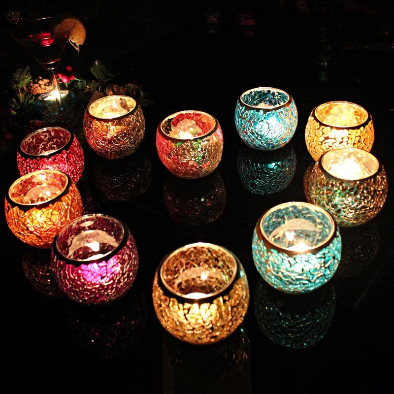 Mosaic Candle Holder Romantic Candlelight Dinner Wedding Party Candle Lamp Home Decoration - MRSLM