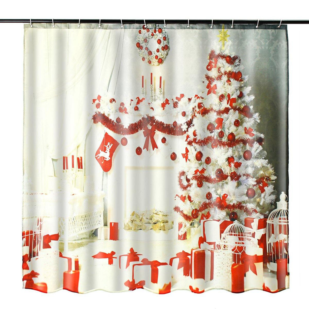 Indoor Christmas Dress Up Shower Curtain Liner Waterproof Bathroom Waterproof Carpet Mat - MRSLM