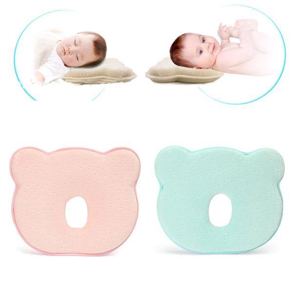 22x26x3.5cm Memory Cotton Newborn Baby Correcting Head Cervical Vertebra Pillow Blue Pink - MRSLM