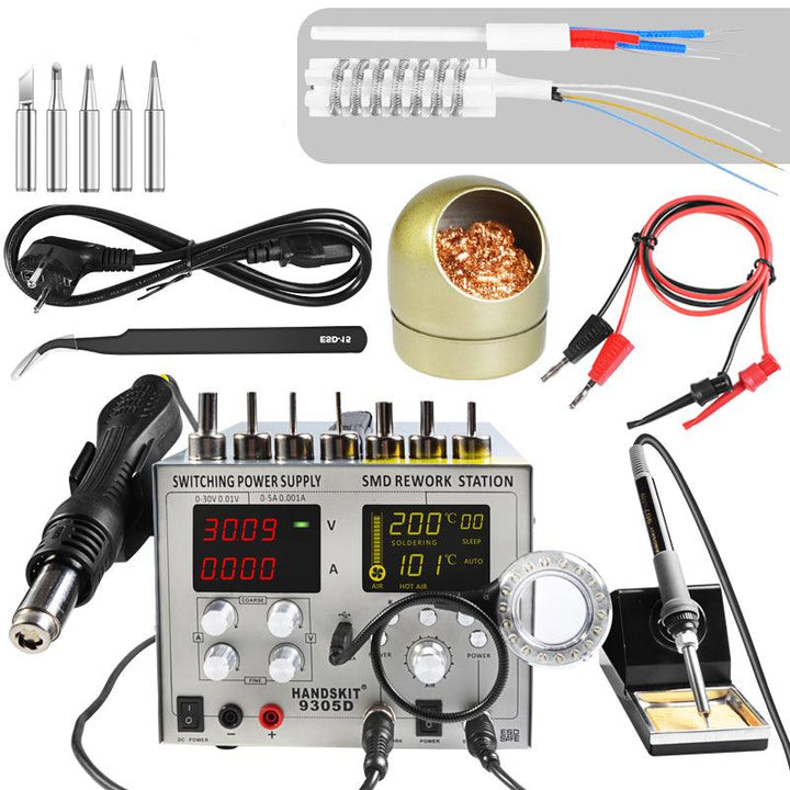 Handskit 9305D 4 in 1 Hot Air Rework Station + Soldering Iron Station + 30V 5A DC Power Supply - MRSLM