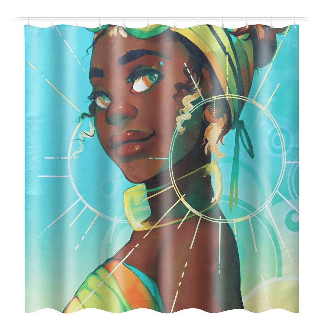 9 Optionals for African Girl Bathroom Shower Curtain Pedestal Rug Lid Toilet Cover Bath Mat Set - MRSLM