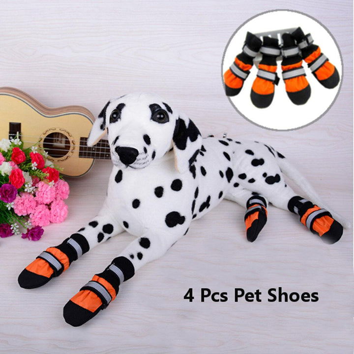 4Pcs Pet Dog Rain Snow Boots Warm Shoe Anti-slip Footwear Sock Waterproof Shoe Covers - MRSLM