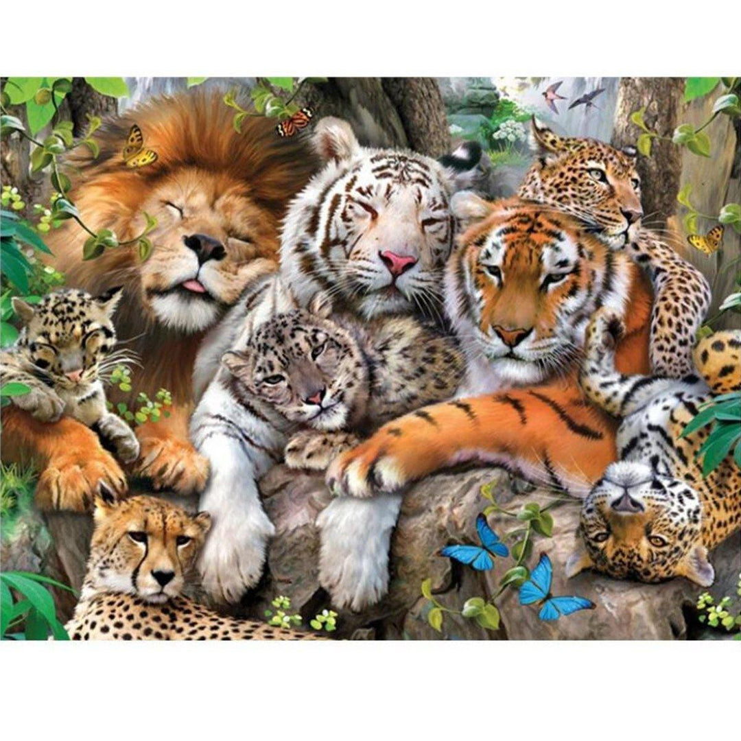 Animal Lion Tiger Cheetah DIY 5D Diamond Paintings Tool Embroidery Cross Stitch Decor - MRSLM