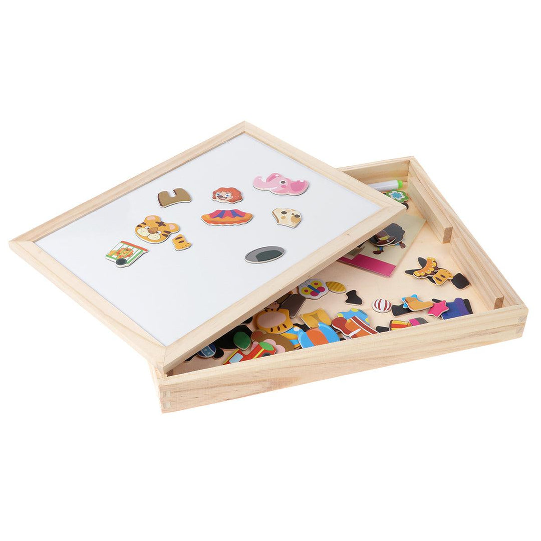 Wooden Magnetic Puzzle Kids Circus Drawing Board Educational Puzzle Toys Gifts - MRSLM