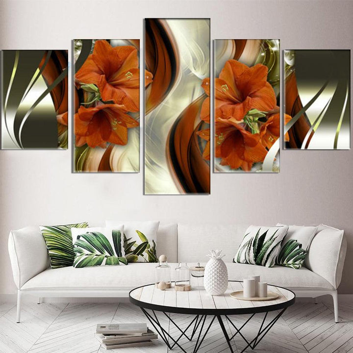 5Pcs Canvas Print Paintings Flowers Wall Decorative Print Art Pictures Frameless Wall Hanging Decorations for Home Office - MRSLM