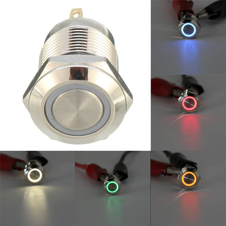 Machifit DC 5V 19mm 4 Pin Momentary Switch Led Light Metal Push Button Waterproof Switch - MRSLM