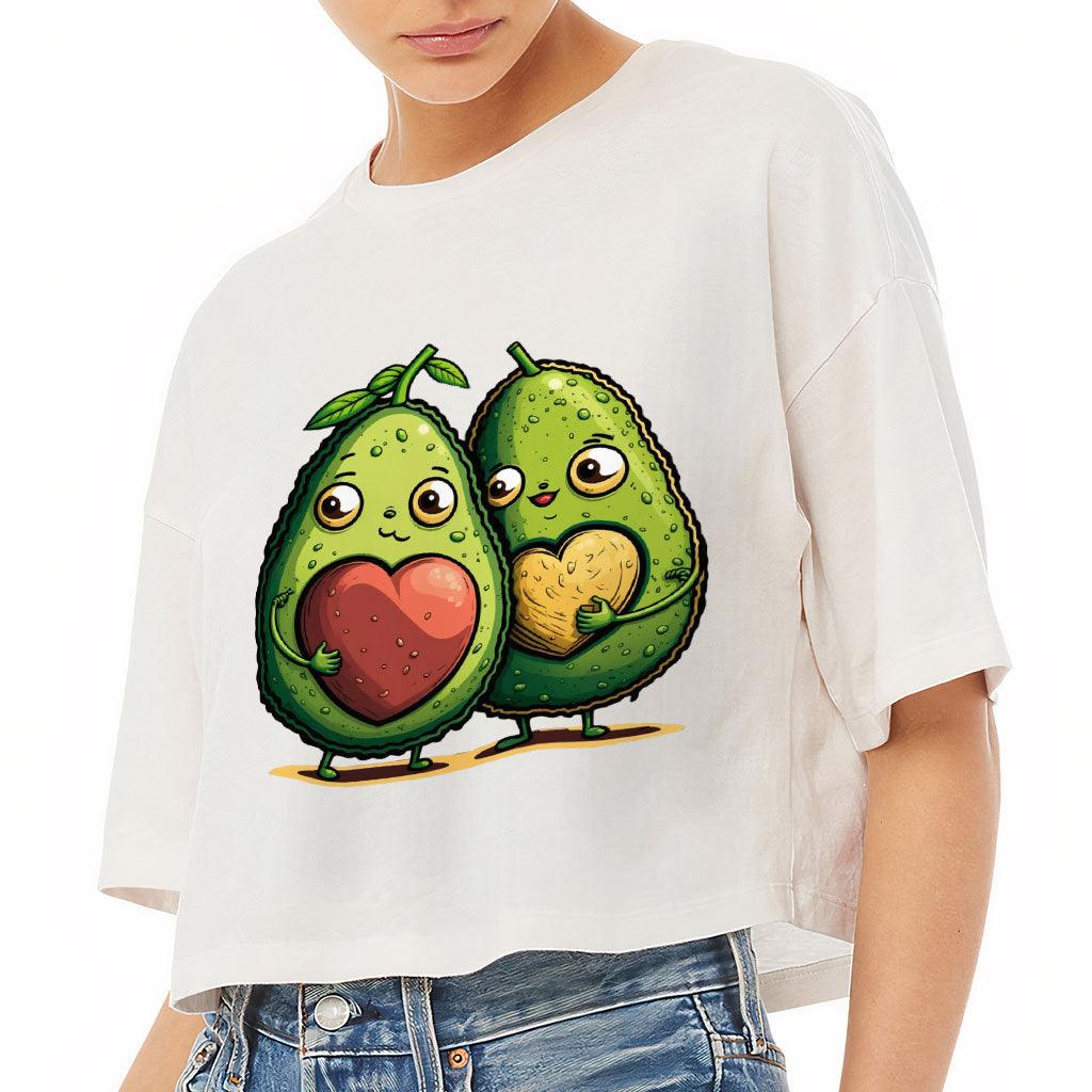 Avocado Women's Crop Tee Shirt - Love Couple Cropped T-Shirt - Graphic Crop Top - MRSLM