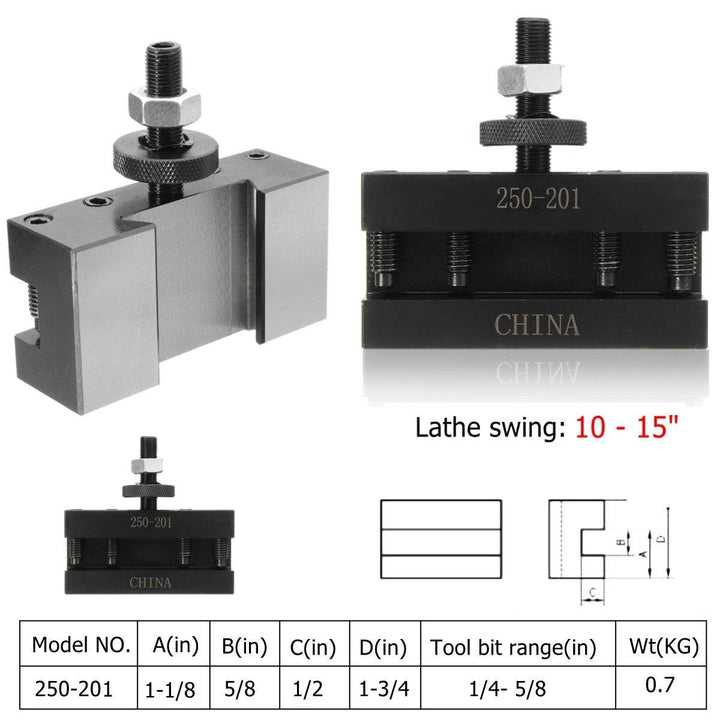 2pcs 250-201 Turning and Facing Holder Quick Change Tool Post and Tool Holder Lathes Kit - MRSLM