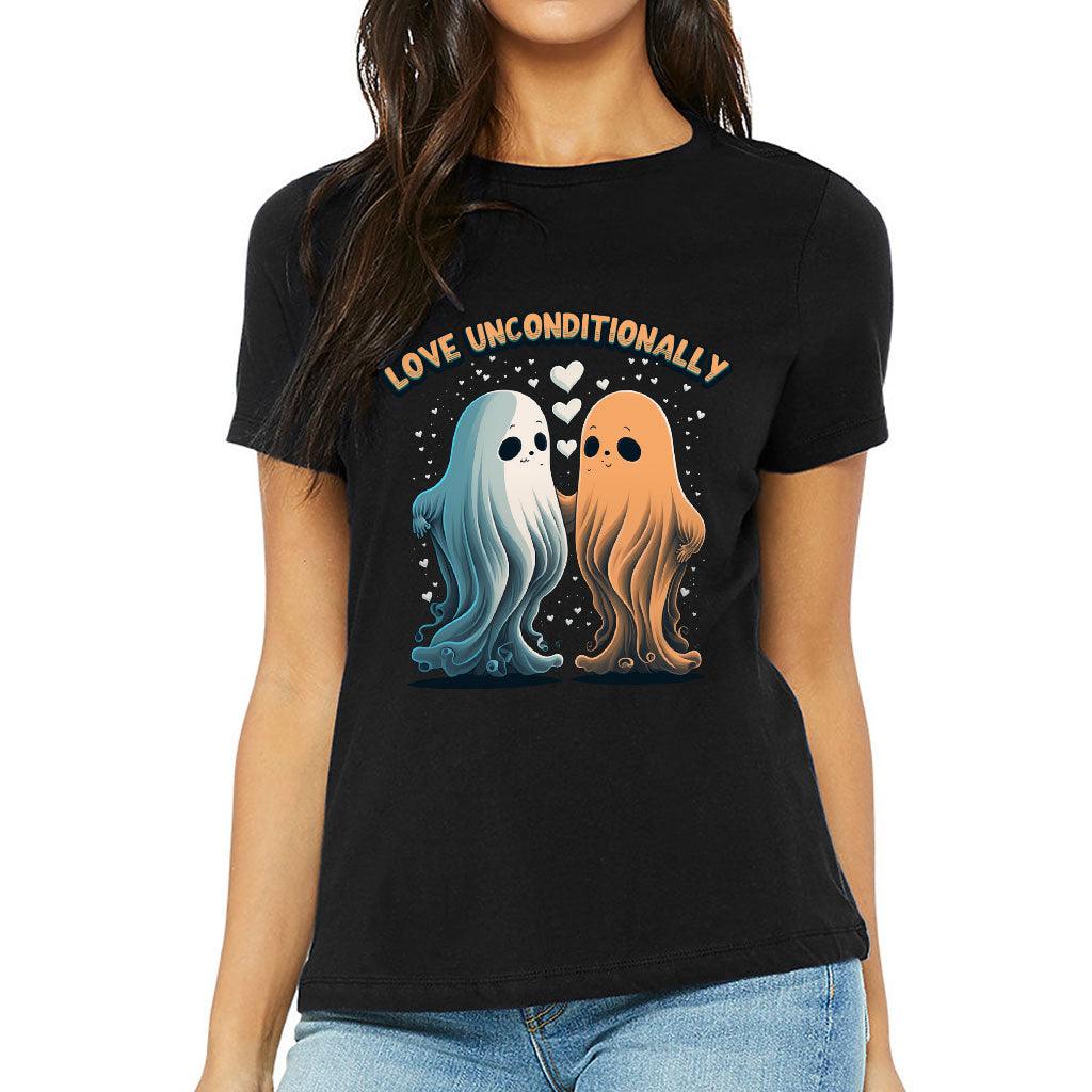 Love Unconditionally Women's T-Shirt - Ghost Print T-Shirt - Graphic Relaxed Tee - MRSLM