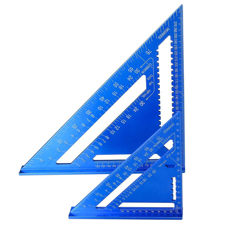 7''/12'' Aluminum Alloy Speed Quick Roofing Rafter Angle Triangle Ruler Woodwork Tool - MRSLM