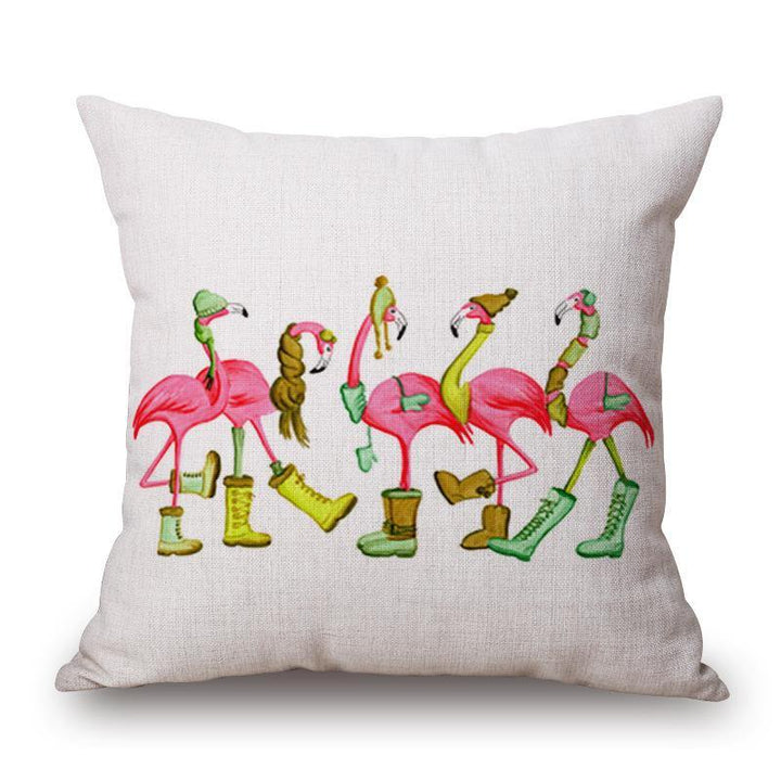 Honana WX-D2 45x45cm Vintage Flamingos Cotton Linen Throw Pillow Case Christmas Waist Cushion Cover - MRSLM