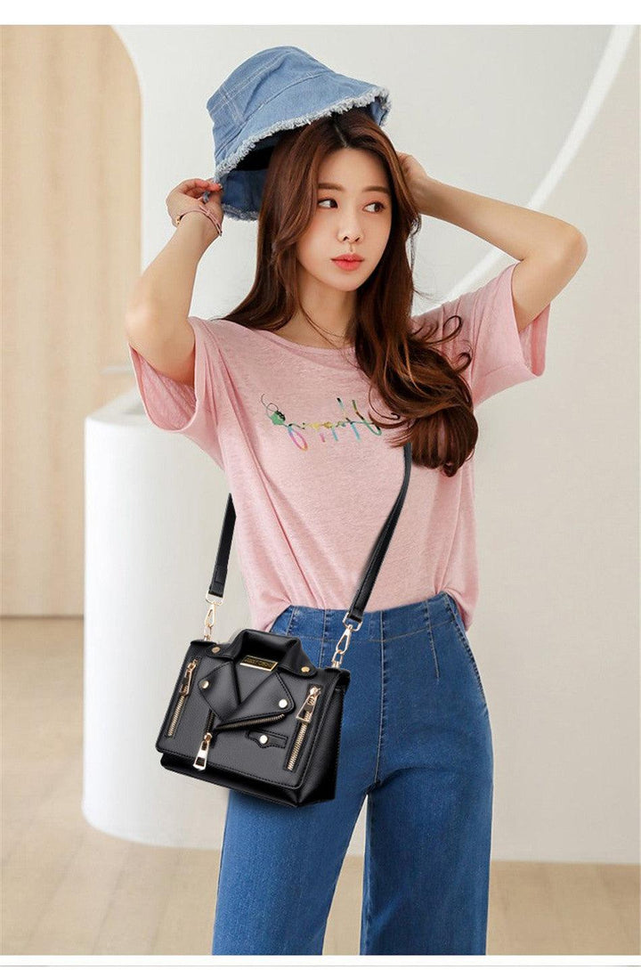 Women's Fashion Personality Rivet Clothes One Shoulder Messenger Bag - MRSLM