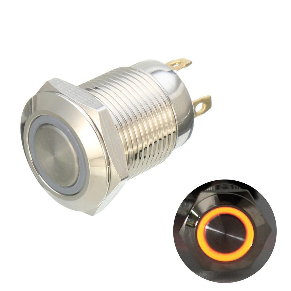 Machifit DC 5V 19mm 4 Pin Momentary Switch Led Light Metal Push Button Waterproof Switch - MRSLM