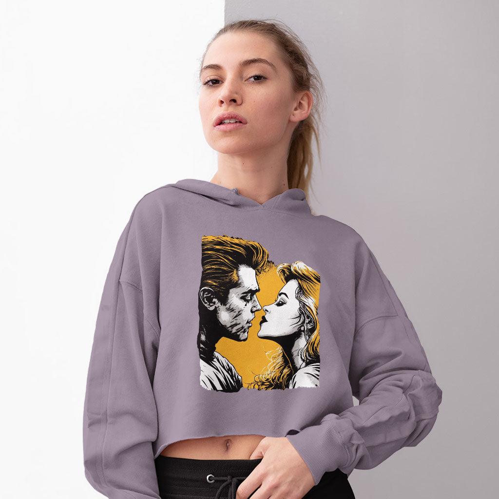 Bright Graphic Women's Cropped Hoodie - Love Themed Cropped Hoodie - Unique Hooded Sweatshirt - MRSLM