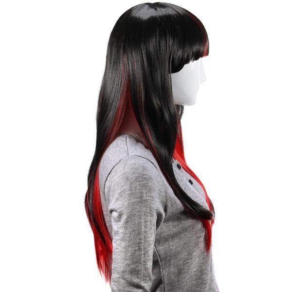 Animation Black Red Layered Wig Synthetic Hair Long Straight Women Wigs Cosplay Party 70cm - MRSLM