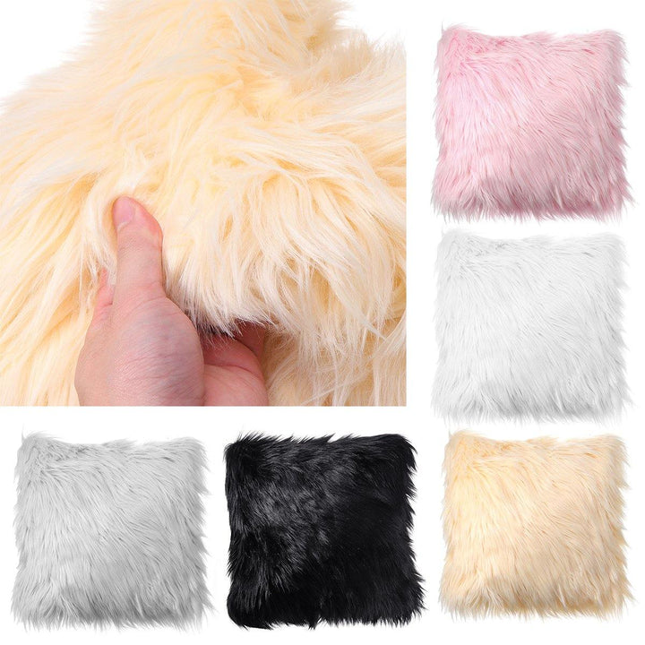 40x40 Faux Wool Fur Cushion Cover Fluffy Soft Plush Throw Pillow Case Home Decor - MRSLM