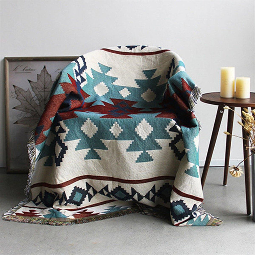 Retro Navajo American-Style Geometric Popcap Upholstery Leisure Carpet Air Conditioning Sofa Blankets (1) - MRSLM