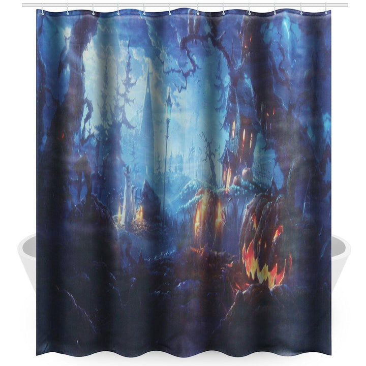 71''x71''Halloween Bathroom Decor Underwater Waterproof Shower Curtains with 12 Hooks - MRSLM