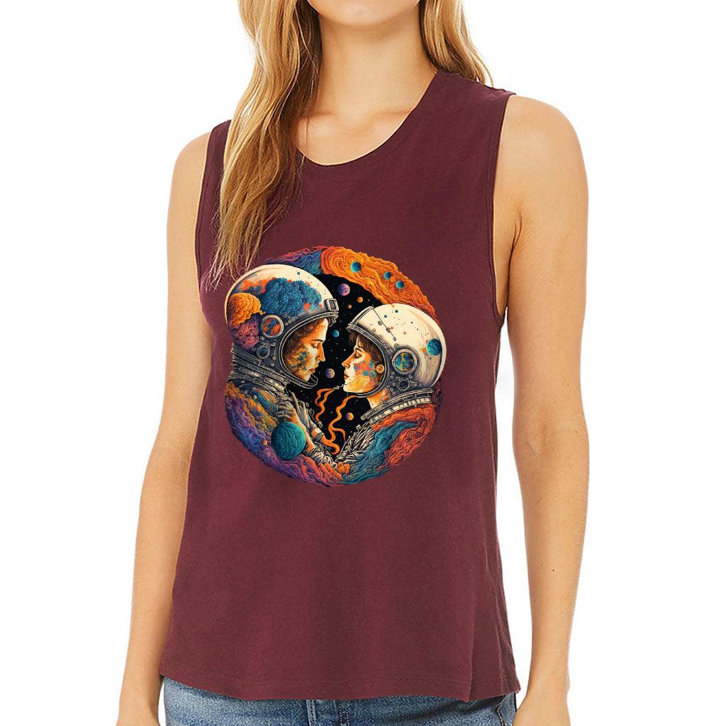 Love Astronaut Women's Muscle Tank - Fantasy Tank Top - Art Workout Tank - MRSLM