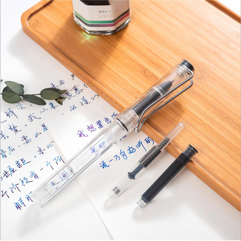 5pcs 0.38/0.5mm Inkable Gel Pen Transparent Creative Roller Ball Pen School Student Office Stationery Writing Gift Supplies - MRSLM