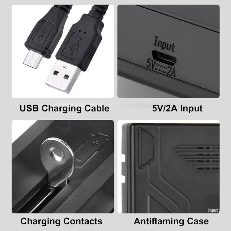 Portable USB Rechargeable Battery Charger Fast Charging For AA 18350 18500 18650 - MRSLM