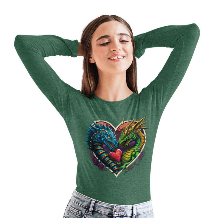 Animal Themed Long Sleeve T-Shirt - Dinosaur Graphic T-Shirt - Colorful Long Sleeve Tee - MRSLM