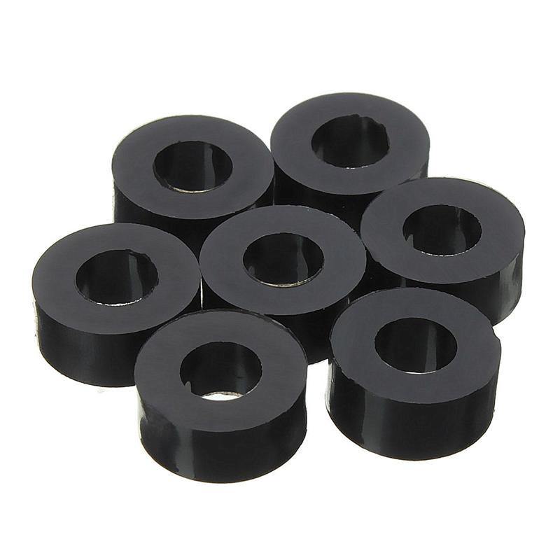 Suleve 200Pcs Flat Nylon Washer Black Round Spacer Washer Standoff Fastener Hardware 7*4*L - MRSLM