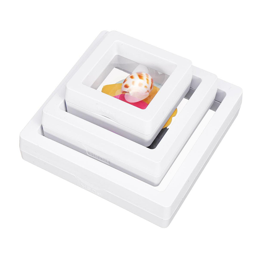 Square 3D Album Floating Frame Holder Coin Box Jewelry Box Display Showcase with Stand - MRSLM