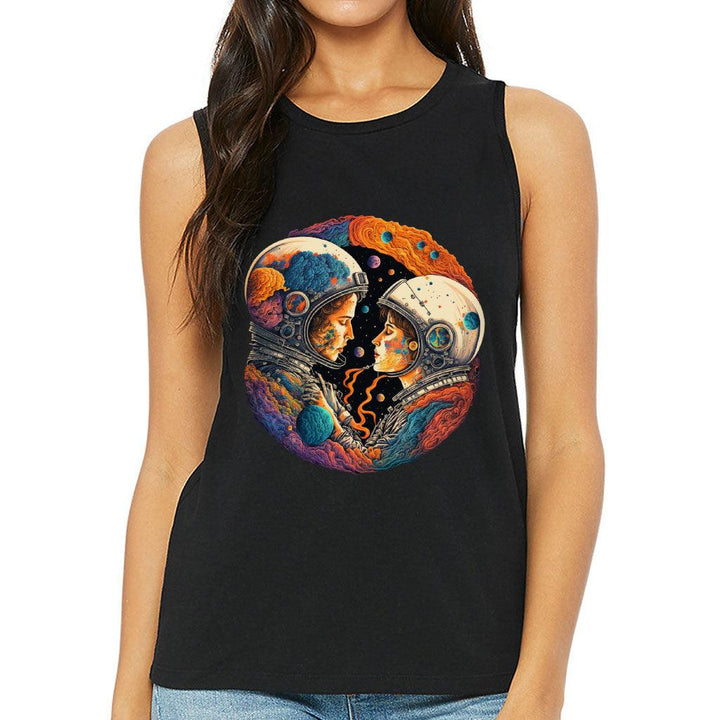 Love Astronaut Women's Muscle Tank - Fantasy Tank Top - Art Workout Tank - MRSLM