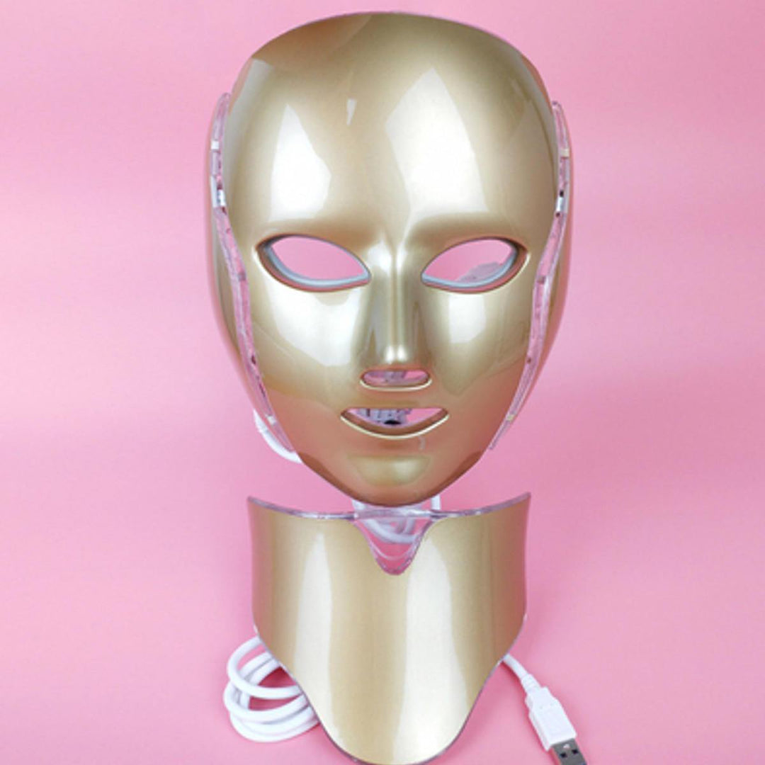 7 Colors LED Light Photon Face Neck Mask Rejuvenation Skin Therapy Skin Wrinkles - MRSLM