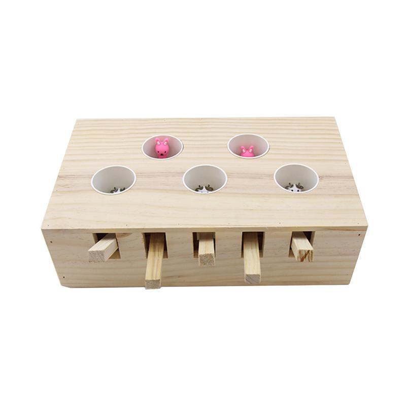 Cat Toys Hamster Machine Funny Cat Toy Solid Wood Pet Supplies Whac-A-Mole Mouse - MRSLM