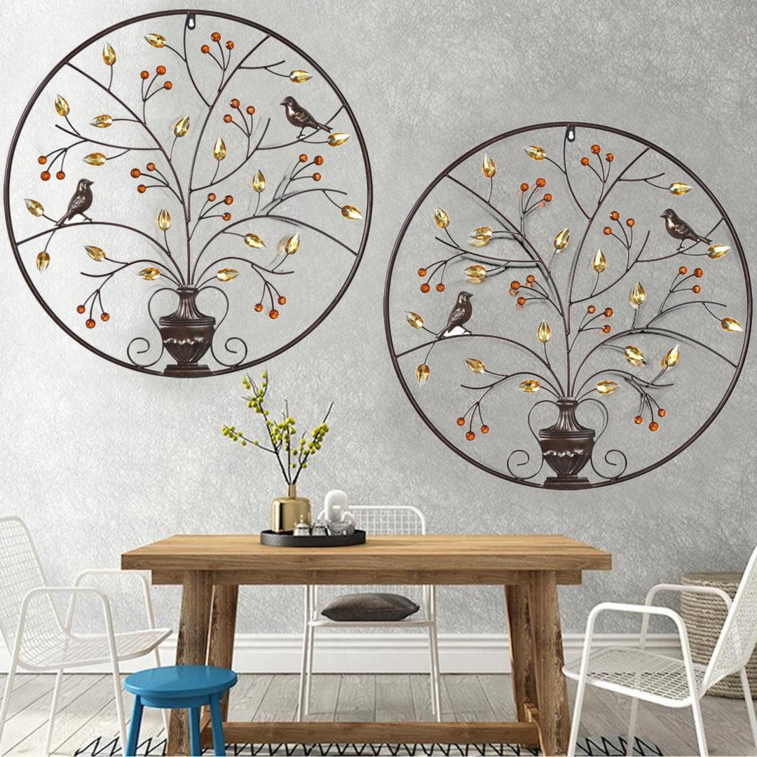 Brown Tree of Life Wall Hanging Art Picture Metal Iron Sculpture BIG 62cm Wall Decorative Art Kit Garden Home Office Decors - MRSLM