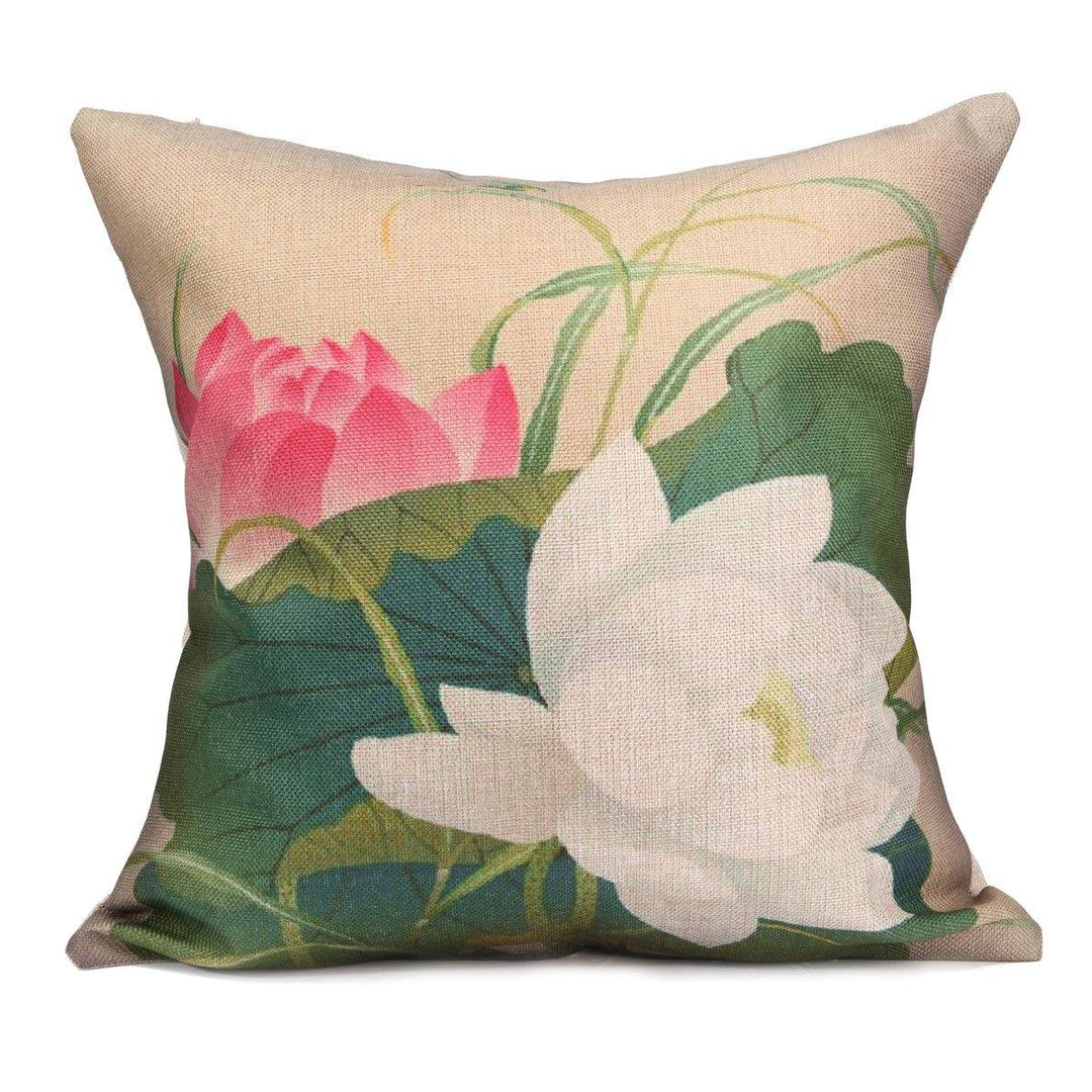 Chinese Ink Lotus Series Throw Pillow Case Cotton Linen Cushion Cover Home Sofa Decor - MRSLM