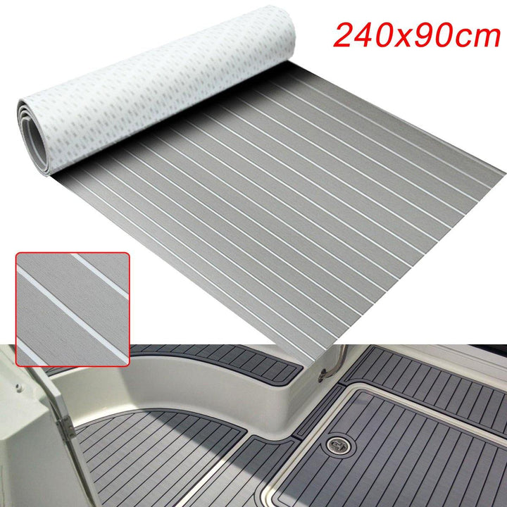 240cmx90cmx5mm Marine Flooring Faux Teak Grey With White Lines EVA Foam Boat Decking Sheet - MRSLM