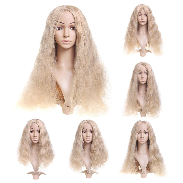 14-26'' Long Blonde Wavy Wig Synthetic Lace Front Wig Heat Resistant Fiber Hair - MRSLM