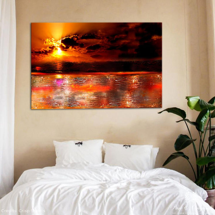 40*120/45*135cm Canvas Unframed Wall Painting Sea Sunset Hanging Pictures Modern Home Wall Decoration Supplies - MRSLM