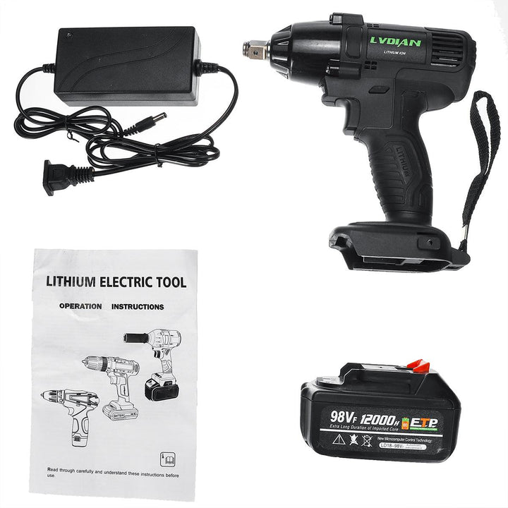 98VF 320NM 12000mAh Cordless Electric Power Impact Wrench Drill Screwdriver Set 110-240V - MRSLM