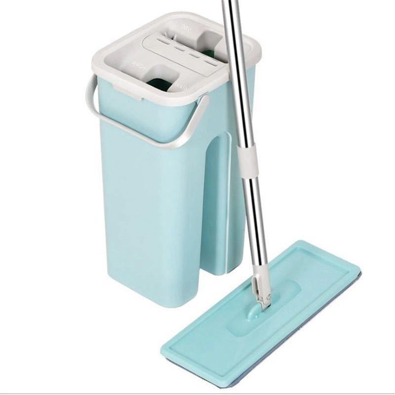 Hand Free Wringing Flat Squeeze Mop With Bucket Microfiber Mop Floor Cleaning Spray Mop Set (A) - MRSLM