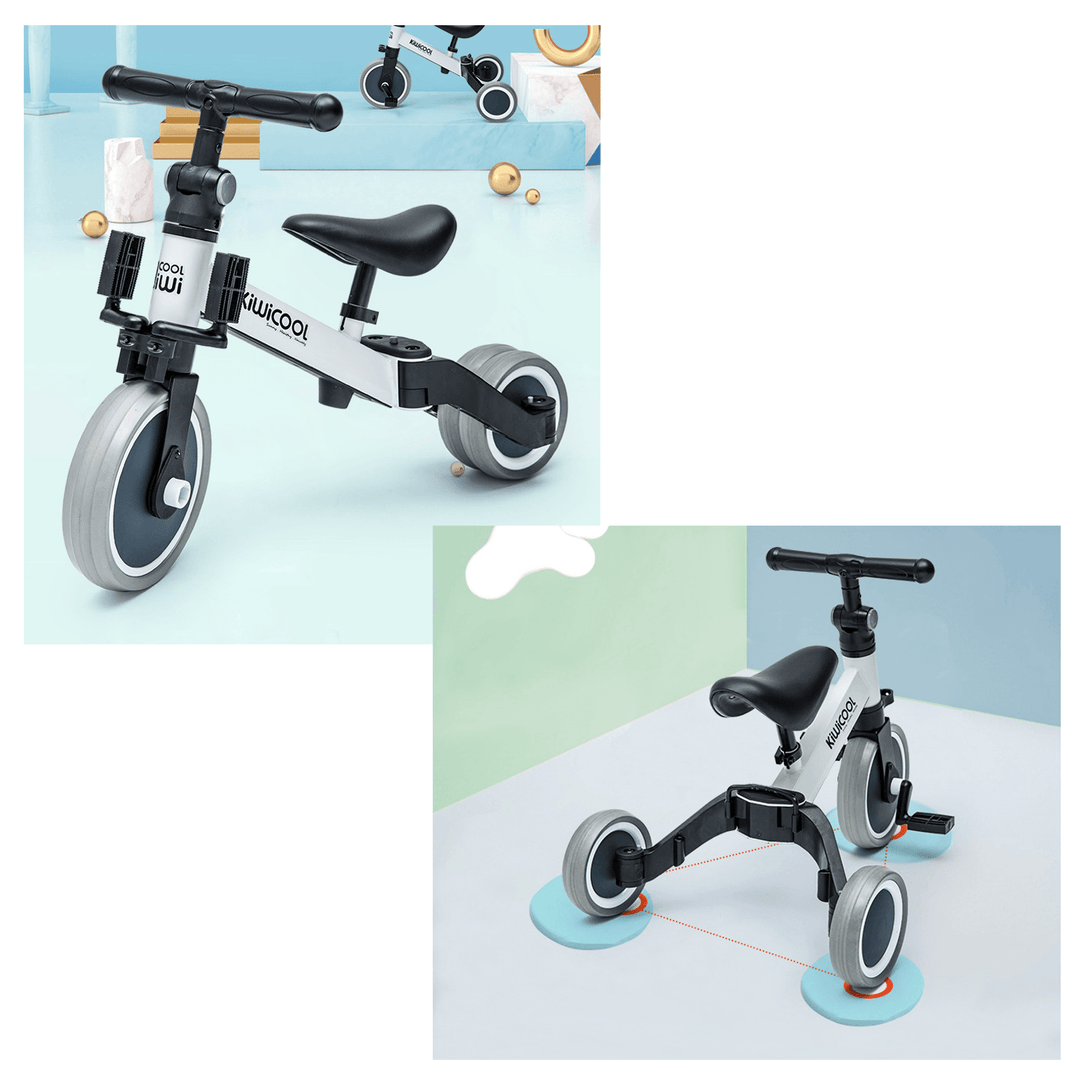 KIWICOOL 3in1 No Pedal Balance Bike & Kids Beginner Rider Training Walker Bicycle & Baby Tricycle Bike Scooter For 1.5/2/3/4/5 Year Old Children - MRSLM