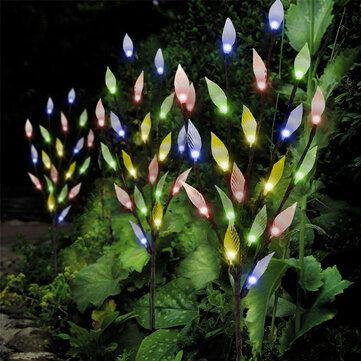 3Pcs Solar Leaf Branch Tree Twig Garden Yard Lawn Walkway 60 LED Lights Decor - MRSLM