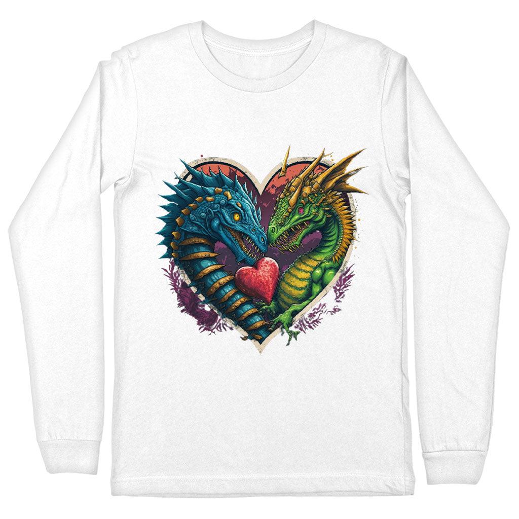 Animal Themed Long Sleeve T-Shirt - Dinosaur Graphic T-Shirt - Colorful Long Sleeve Tee - MRSLM