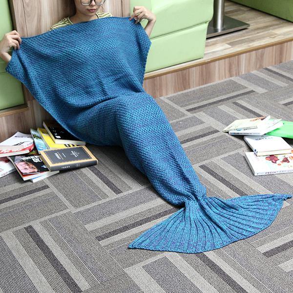 180x90CM Yarn Knitting Mermaid Tail Blanket Cashmese-like Warm Super Soft Sleep Bag Bed Mat - MRSLM