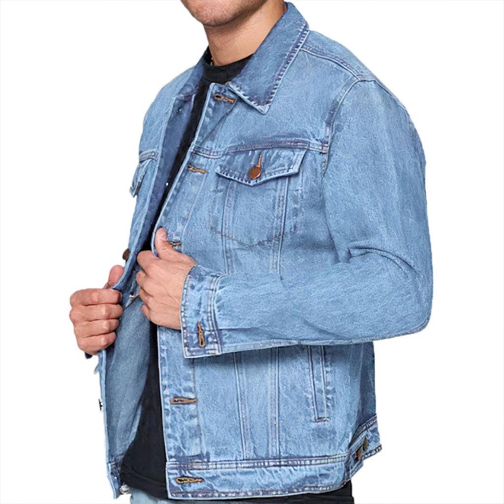 Savage Light Washed Men's Denim Jacket - Funny Denim Jacket - Graphic Jacket for Men - MRSLM