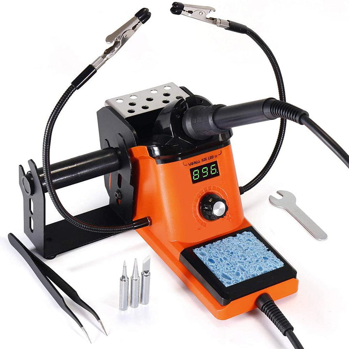 YIHUA 926 III 60W Welding Soldering Iron Station Digital 194ºF~896ºF Adjustable Temp °C/ºF Sleep & Calibration Functions with 2 Helping Hands + 3 Extra Solder Tips & Tweezers - MRSLM