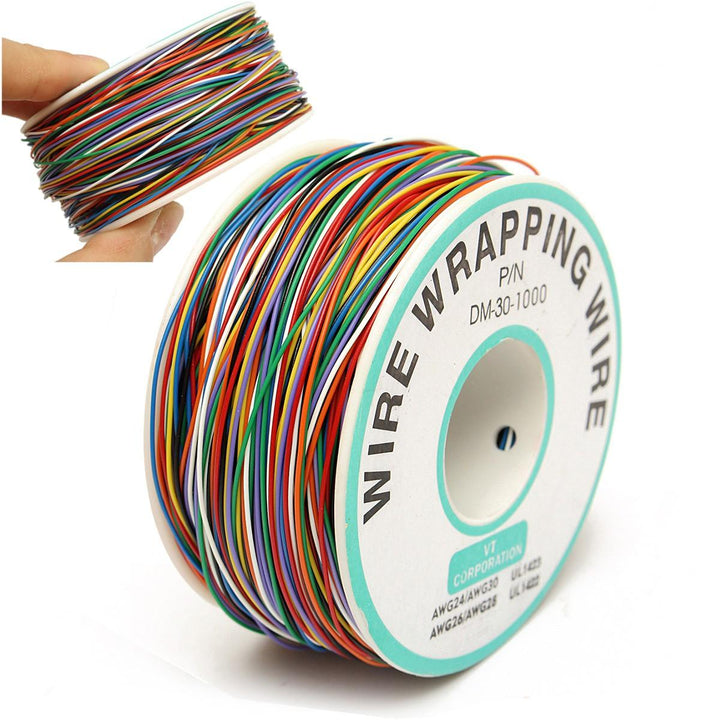 DANIU 250M 8-Wire Colored Insulated P/N B-30-1000 30AWG Wire Wrapping Cable Wrap Reel - MRSLM