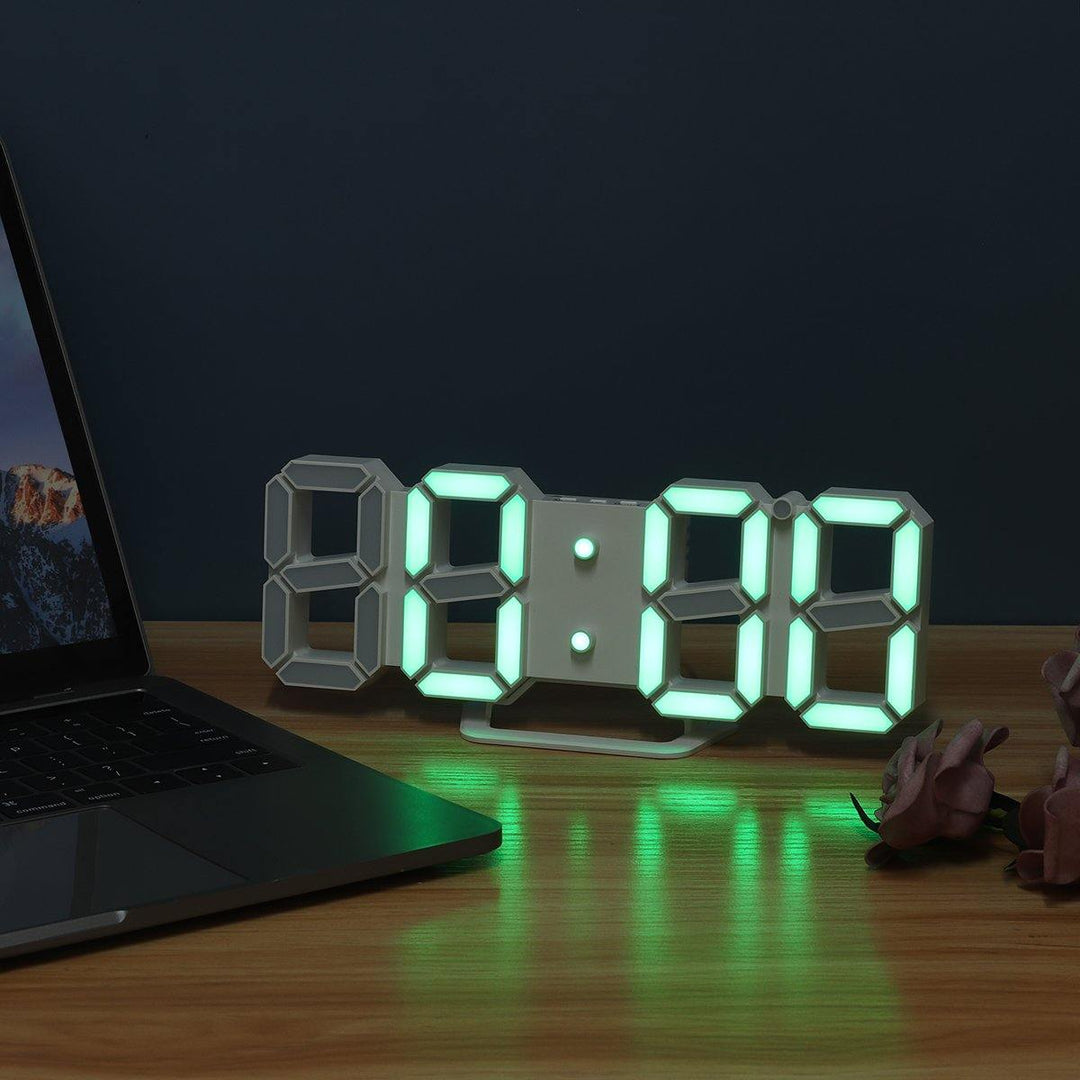 3D Alarm Clock LED Date Display Digital Temperature Snooze Table Wall Hanging - MRSLM