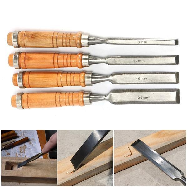 4Pcs 8/12/16/20mm Woodwork Carving Chisels Tool Set For Woodworking Carpenter - MRSLM